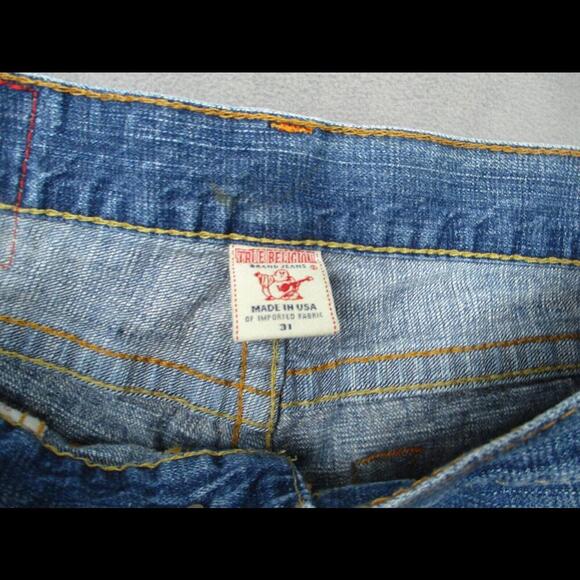 VTG TRUE RELIGION Bobby Blue Denim Jean Shorts Cut Offs Tag 31 Casual USA - Picture 5 of 9